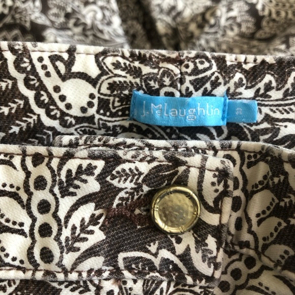 J. Mclaughlin Jeans Bohemian Pattern Women's Size 8 Brown White Boho Western - Picture 8 of 11